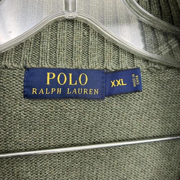 Polo Ralph Lauren Men’s XXL 2XL 1/4 Zip Green 100% Cotton Sweater Pullover Knit - Picture 5 of 9